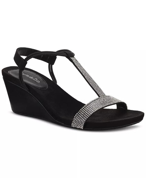 Style & Co Women's Black Mulan Embellished Wedge Sandals | Style & Co In Lebanon