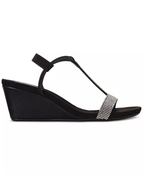 Style & Co Women's Black Mulan Embellished Wedge Sandals | Style & Co In Lebanon