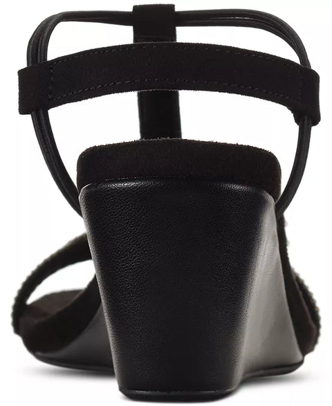 Style & Co Women's Black Mulan Embellished Wedge Sandals | Style & Co In Lebanon