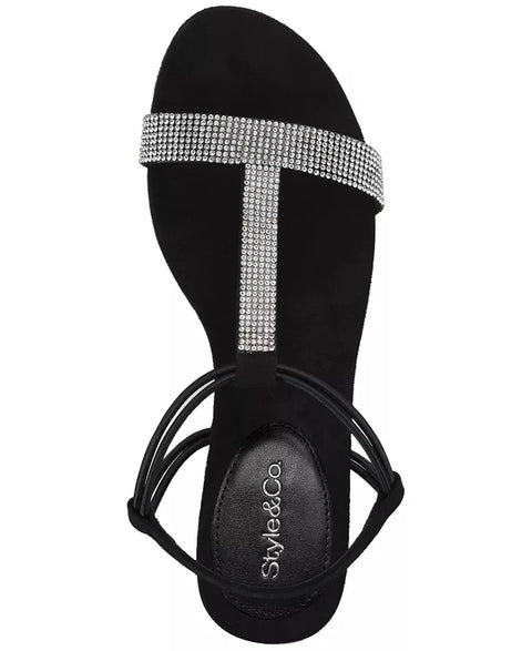 Style & Co Women's Black Mulan Embellished Wedge Sandals | Style & Co In Lebanon