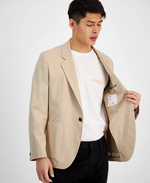 HUGO by Hugo Boss Men's Medium Beige Modern-Fit Superflex Stretch Solid Blazer | HUGO by Hugo Boss In Lebanon