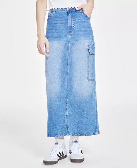 Madden Girl Women's Blue Gargo Maxi Denim Skirt|Madden Girl In Lebanon