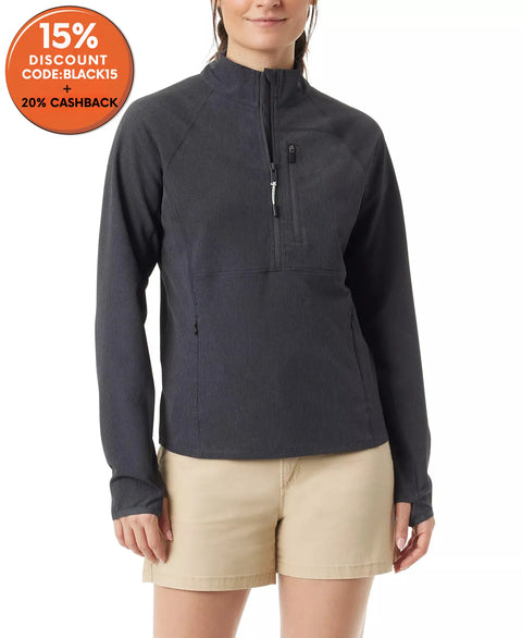 Bass Outdoor Women's Dark Grey Jacquard Half-Zipper Blouse | Bass Outdoor In Lebanon