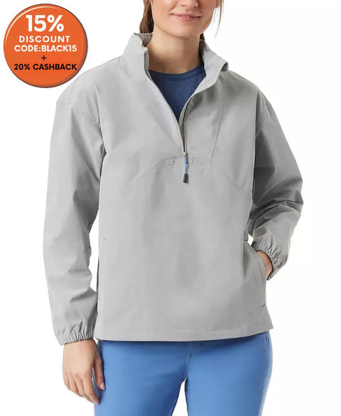 Bass Outdoor Women's Light Grey Ripstop Stow-able Half-Zip Blouse | Bass Outdoor In Lebanon