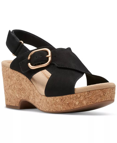 Clarks Women's Black Giselle Dove Wedge Sandals | Clarks In Lebanon