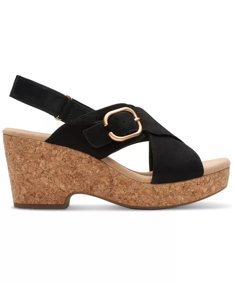 Clarks Women's Black Giselle Dove Wedge Sandals | Clarks In Lebanon