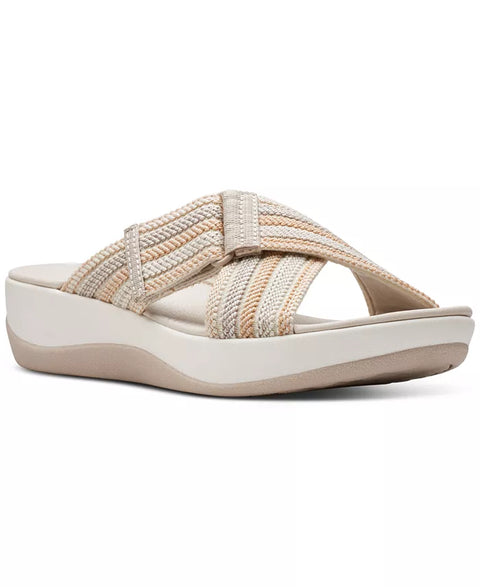 Clarks Women's Beige Combi Cloud Steppers Arla Wave Slippers | Clarks In Lebanon