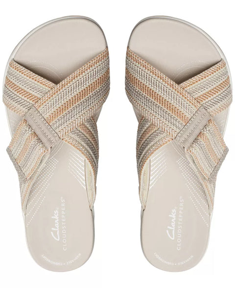 Clarks Women's Beige Combi Cloud Steppers Arla Wave Slippers | Clarks In Lebanon