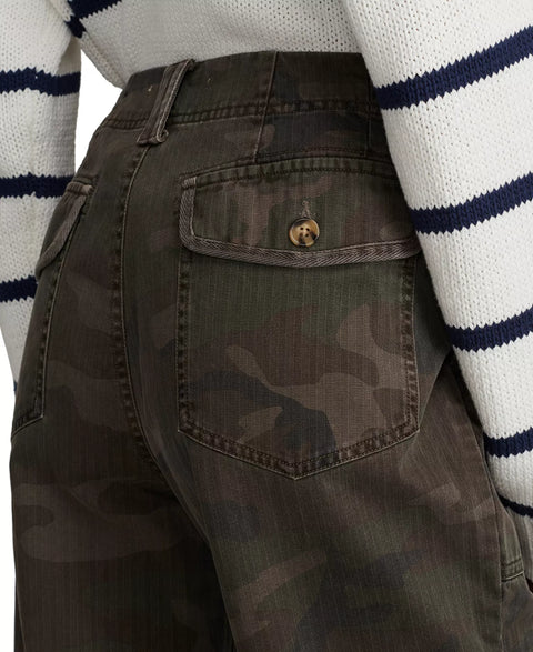 Lucky Brand Women's Olive Green Camo-Print Mid-Rise Utility Pants | Lucky Brand In Lebanon