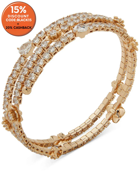 Anne Klein Women's Gold-Tone Crystal Rhinestone Flower Coil Bracelet | Anne Klein in Lebanon