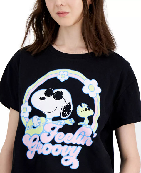 Grayson Threads Women's Black Cotton Snoopy Crewneck T-Shirt|Grayson Threads In Lebanon