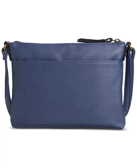 Blue crossbody bag on a white background