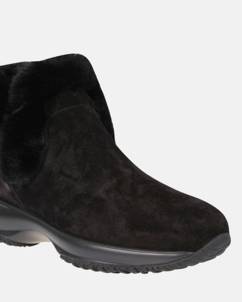 Hogan Women's Black Interactive Suede Slip-on Ankle Boots HXW00N0AL80K6VB999 SE291 shoes 57