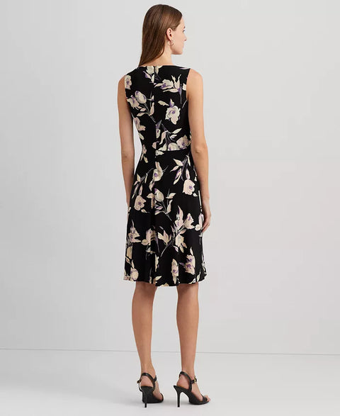 Lauren Ralph Lauren Women's Black Floral Surplice Jersey Sleeveless Dress | Lauren Ralph Lauren In Lebanon