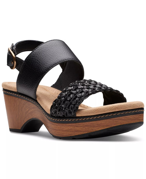 Clarks Women's Black Leather Karsea Ankle Wedge Sandals | Clarks in Lebanon