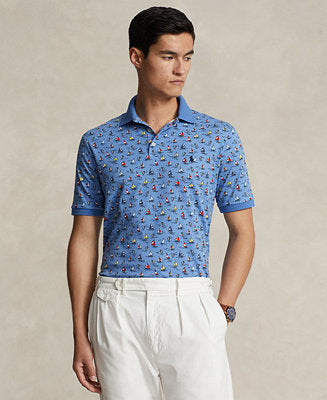 Polo Ralph Lauren Men's Blue Sail Boat Print Polo Neck T-Shirt | Polo Ralph Lauren In Lebanon