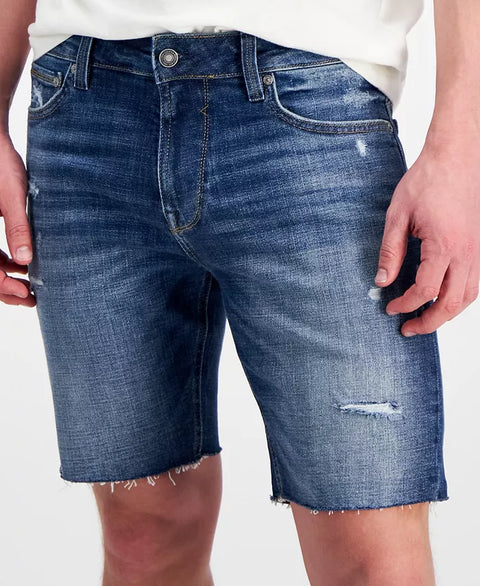 Guess Men's Dark Blue Logan Distressed Denim Shorts | Guess In Lebanon