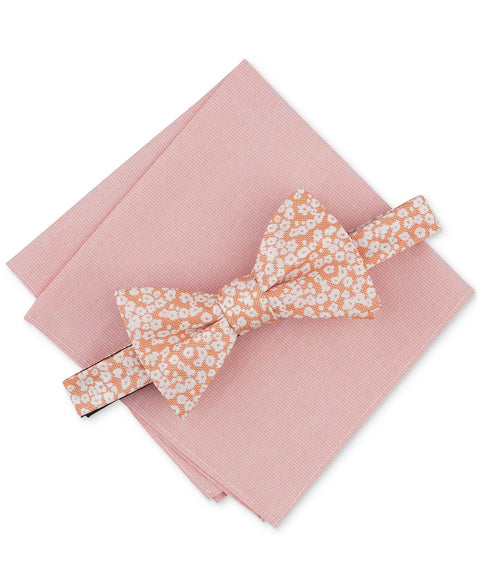 Bar III Men's Melon  Brennan Floral Bow Tie & Solid Pocket Square Set   |  Bar III In Lebanon