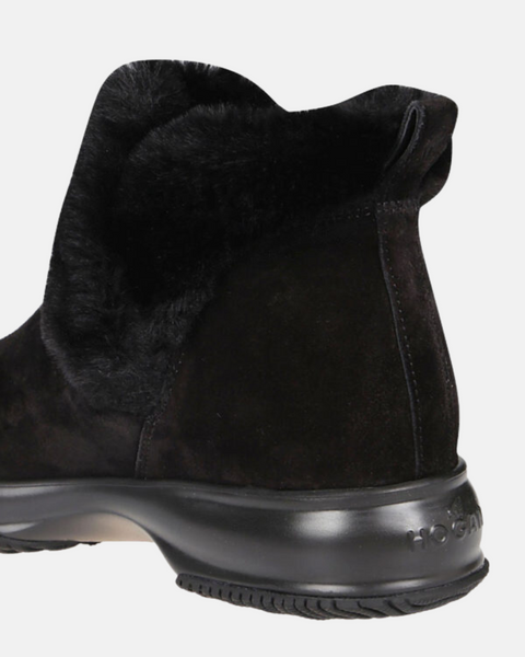 Hogan Women's Black Interactive Suede Slip-on Ankle Boots HXW00N0AL80K6VB999 SE291 shoes 57