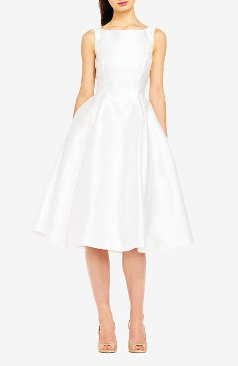 Adrianna Papell Women's White Sleeveless Mikado Fit & Flare Midi Dress|Adrianna Papell In Lebanon