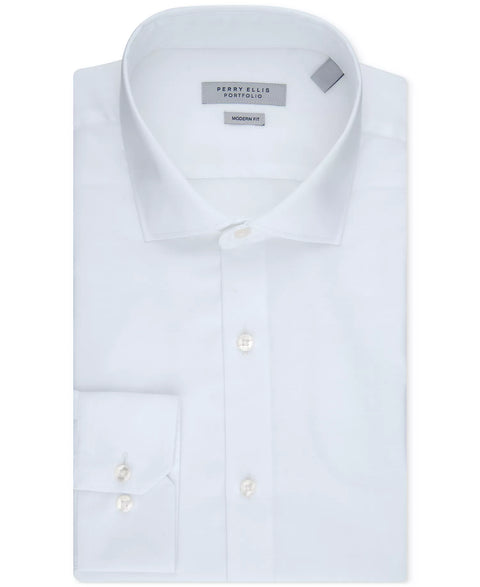 Perry Ellis Portfolio Men's White Modern-Fit Solid Dress Shirt | Perry Ellis Portfolio In Lebanon