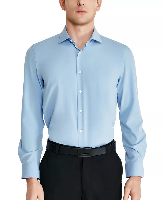 Tallia Men's Blue Slim-Fit Solid Poplin Dress Shirt | Tallia In Lebanon