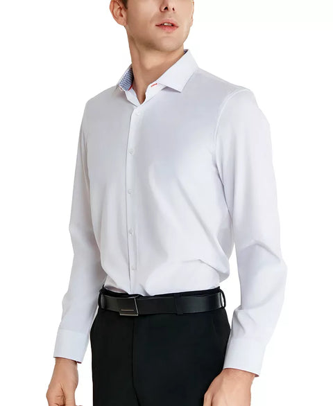 Tallia Men's White Slim-Fit Solid Poplin Long Sleeve Shirt | Tallia In Lebanon
