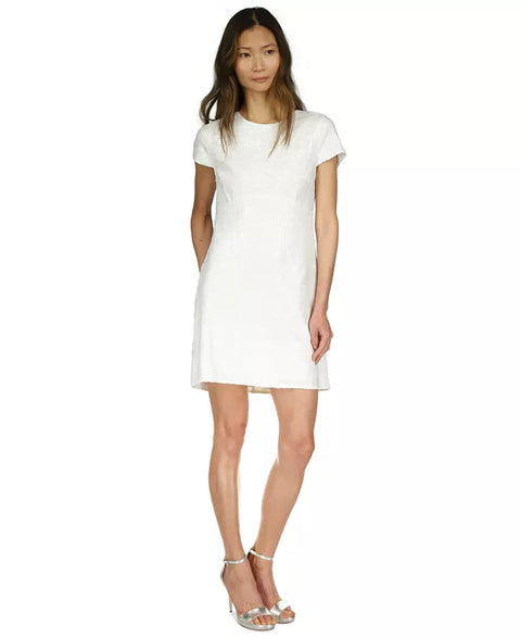 Michael Kors Women's White Sequined Short-Sleeve Mini Dress | Michael Kors In Lebanon