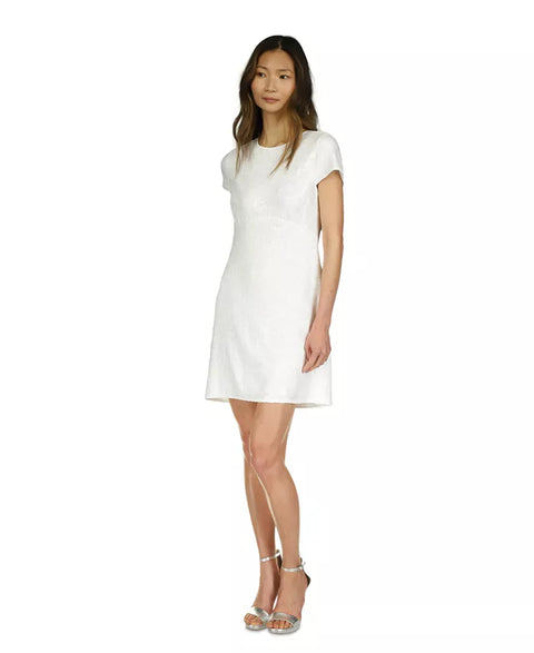 Michael Kors Women's White Sequined Short-Sleeve Mini Dress | Michael Kors In Lebanon