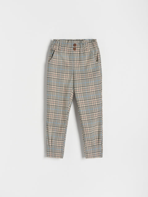 Reserved Girl's Beige Checked Paperbag Trousers | Reserved In Lebanon