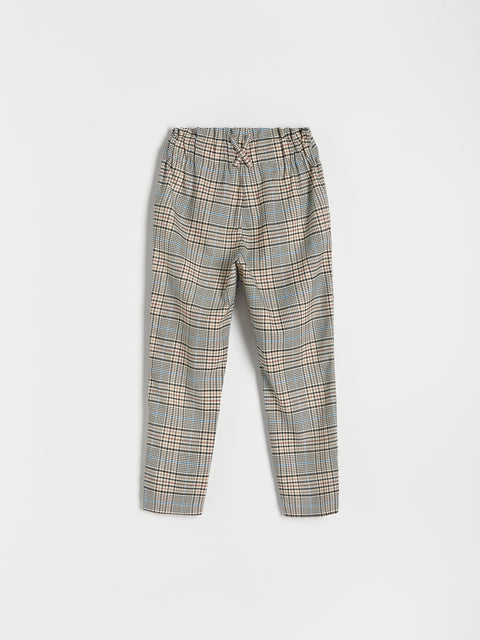 Reserved Girl's Beige Checked Paperbag Trousers | Reserved In Lebanon