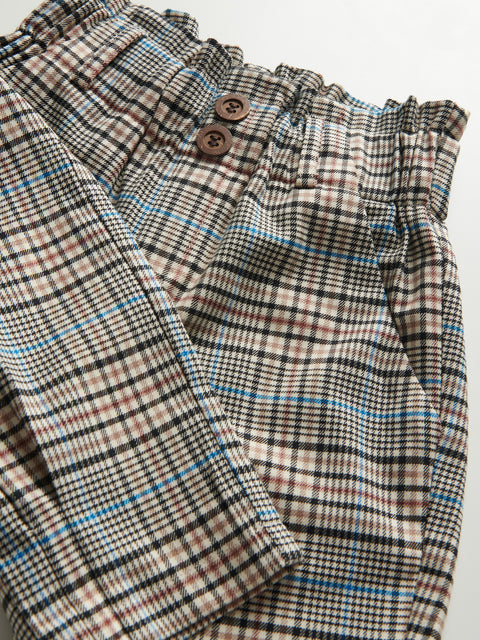 Reserved Girl's Beige Checked Paperbag Trousers | Reserved In Lebanon