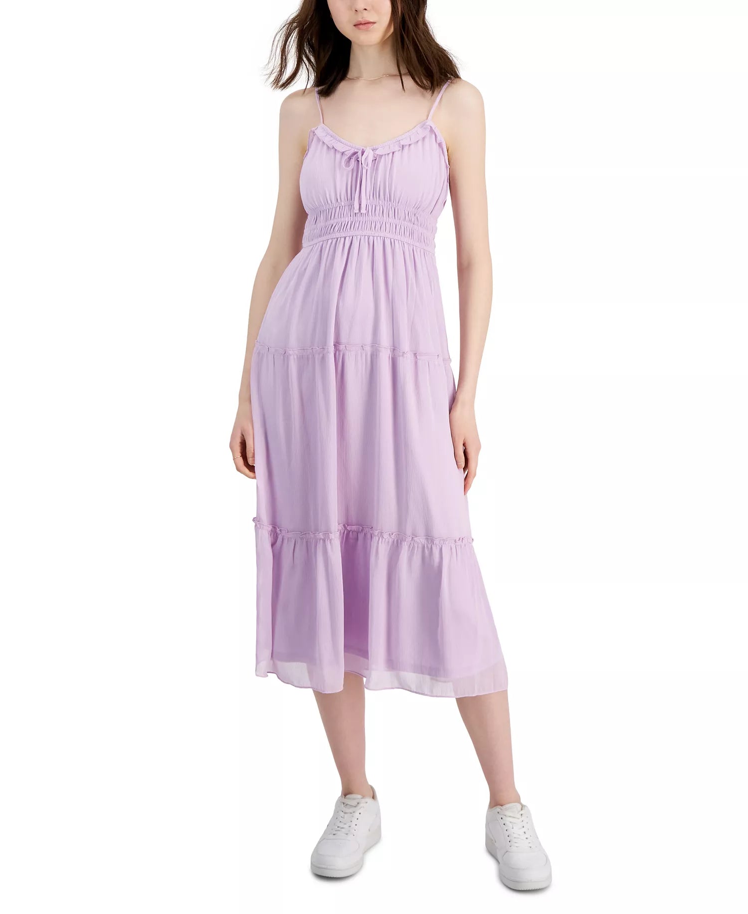 Hippie Rose Women's Lilac Chiffon Lurex Midi Dress | Hippie Rose In Lebanon