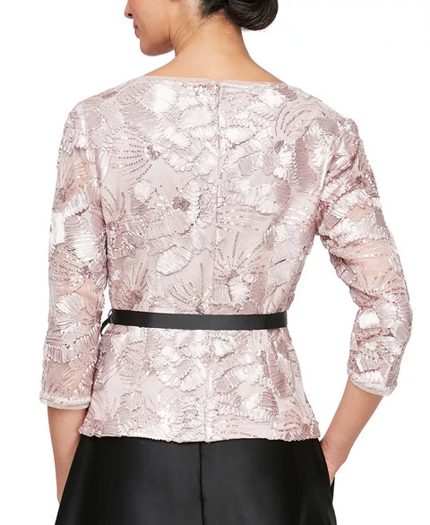 Alex Evenings Women's Light Purple Petite Sequined Soutache Blouse | Alex Evenings In Lebanon