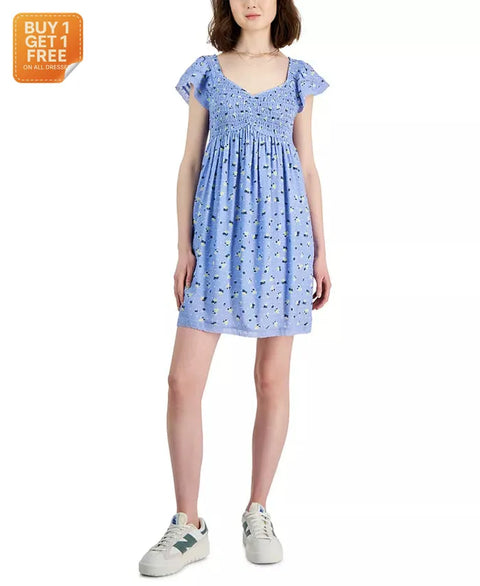 Self Esteem Women's Blue Floral Sleeveless Mini Dress |Self Esteem In Lebanon