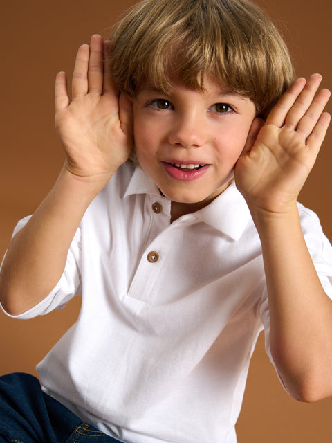 Sinsay Boy's White Long-Sleeved Polo T-Shirt | Sinsay In Lebanon