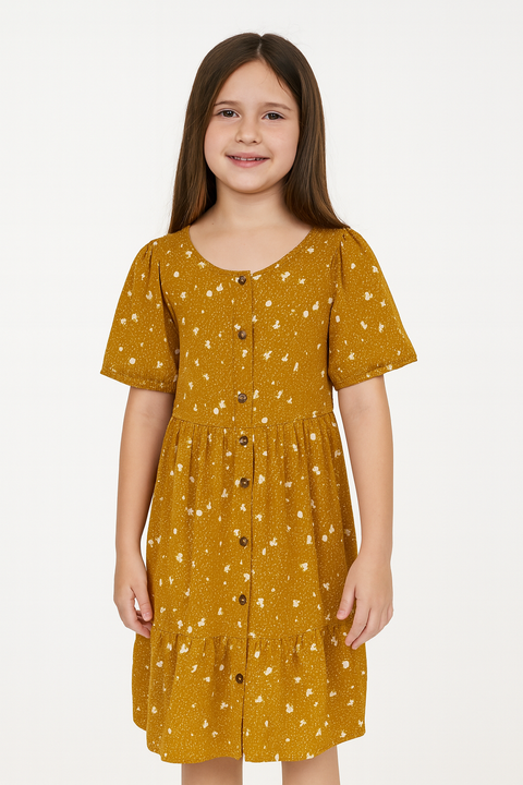POMPdeLUX Girl's Brown Kimmie Maxi Dress |POMPdeLUX in Lebanon