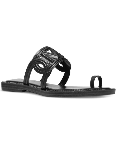 Michael Kors Women's Black Alma Logo-Strap Flat Slippers |  Michael Kors In Lebanon