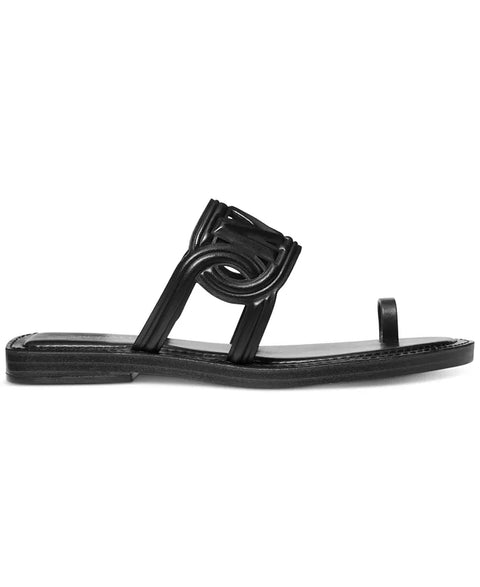 Michael Kors Women's Black Alma Logo-Strap Flat Slippers |  Michael Kors In Lebanon