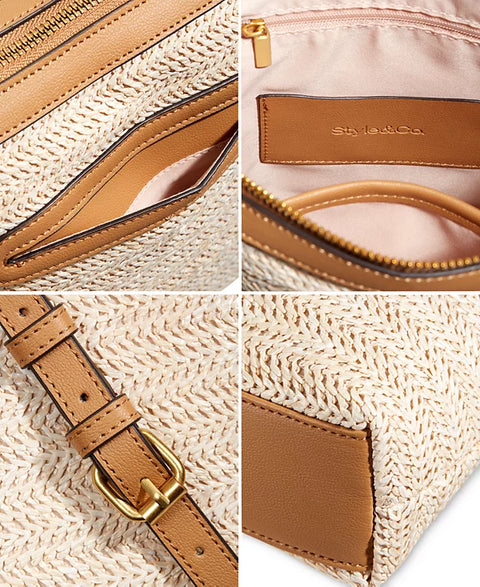 Style & Co Women's Natural Straw North South Crossbody Bag | Style & Co In Lebanon