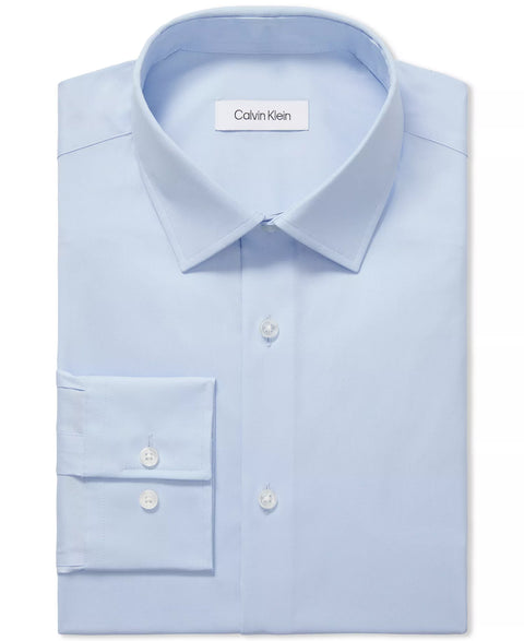 Calvin Klein Men's Light Blue Refined Cotton Stretch Regular Fit Dress Shirt | Calvin Klein in Lebanon