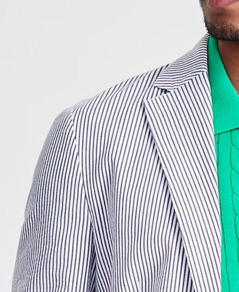 Club Room Men's White & Navy Striped Seersucker Blazer |Club Room In Lebanon