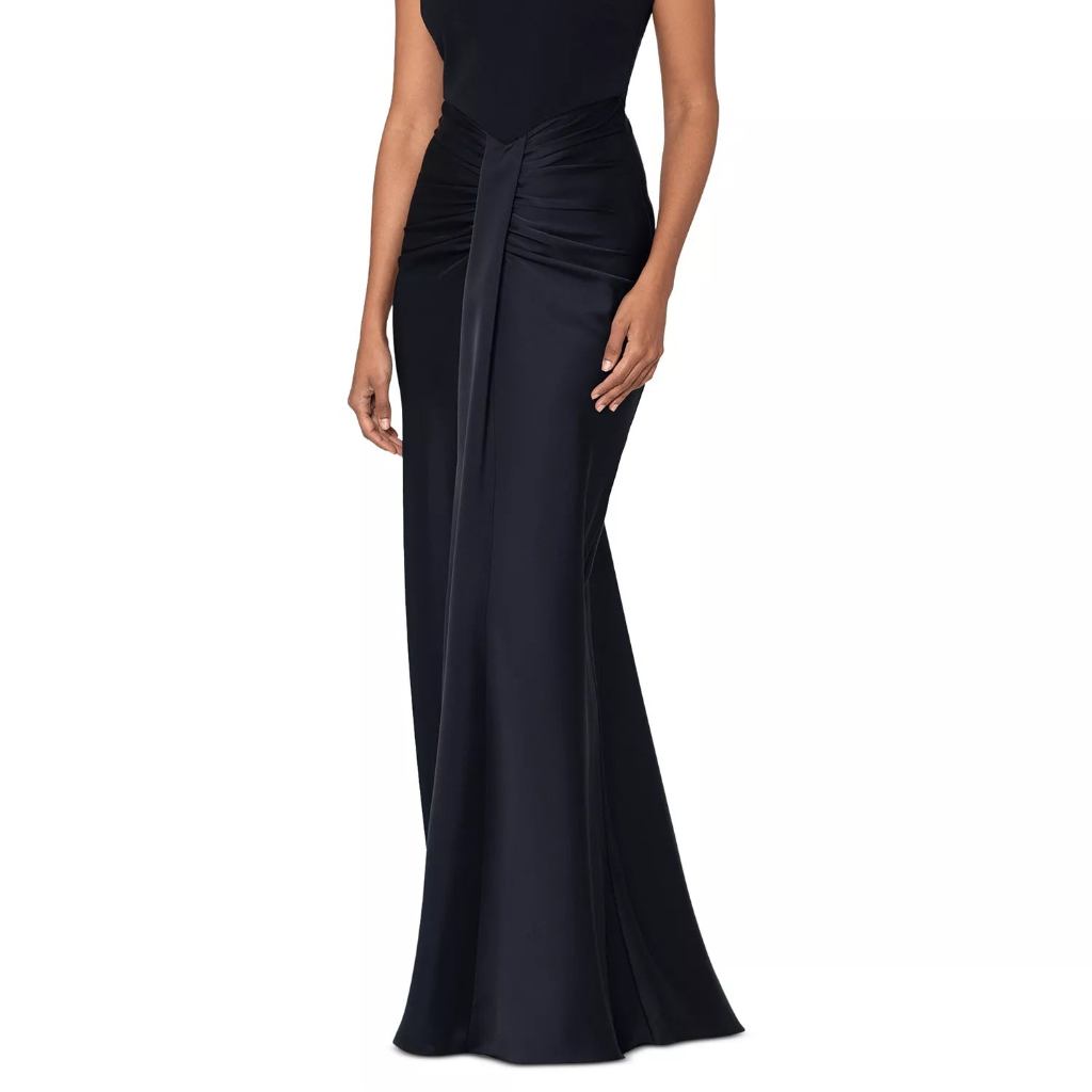 Betsy & Adam Women's Black Ruched Strapless Gown Dress