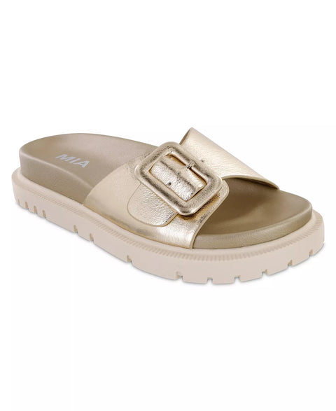 Mia Women's Gold Gya Slip-On Flat Slipper |Mia In Lebanon