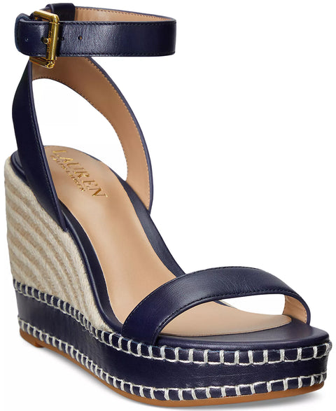 Lauren Ralph Lauren Women's Navy Hilarie Ankle-Strap Espadrille Platform Wedge Heeled Sandals | Lauren Ralph Lauren In Lebanon