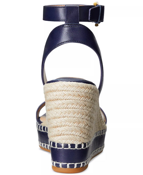 Lauren Ralph Lauren Women's Navy Hilarie Ankle-Strap Espadrille Platform Wedge Heeled Sandals | Lauren Ralph Lauren In Lebanon