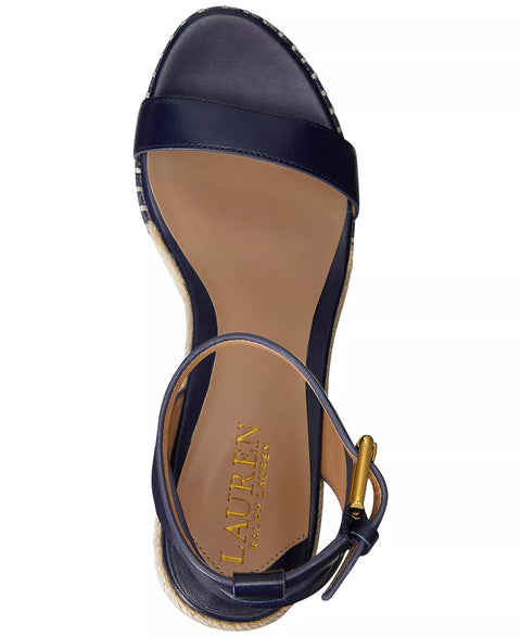 Lauren Ralph Lauren Women's Navy Hilarie Ankle-Strap Espadrille Platform Wedge Heeled Sandals | Lauren Ralph Lauren In Lebanon