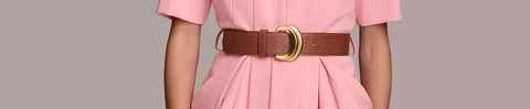 Donna Karan Women's Brown with Gold Buckle  Textured Belt  | Donna Karan In Lebanon