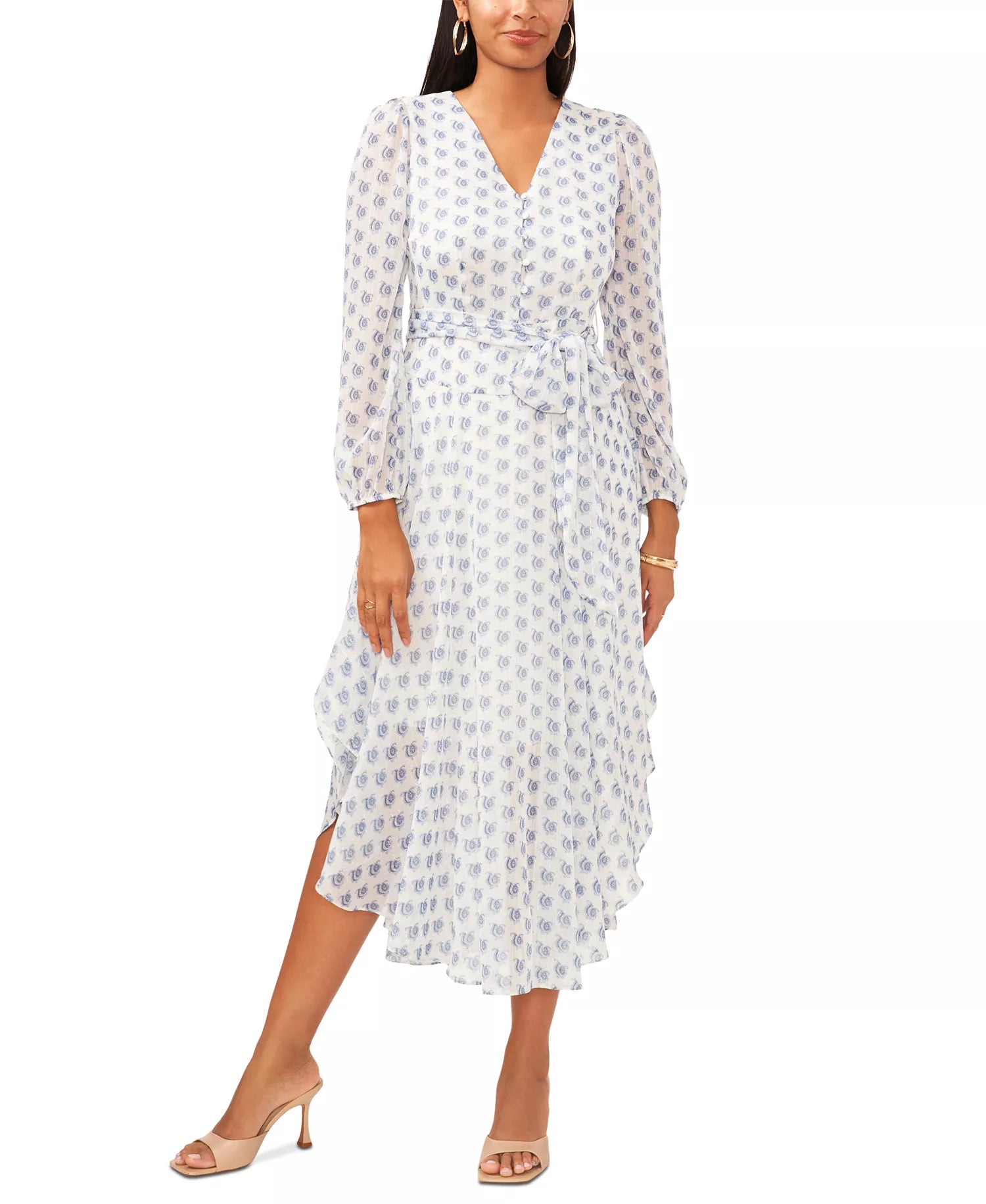 Vince Camuto Women's White & Blue Printed Dress | Vince Camuto In Lebanon