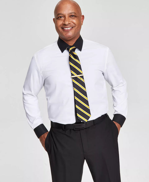 Tayion Collection Men's White & Black Slim-Fit Long Sleeve Shirt | Tayion Collection In Lebanon